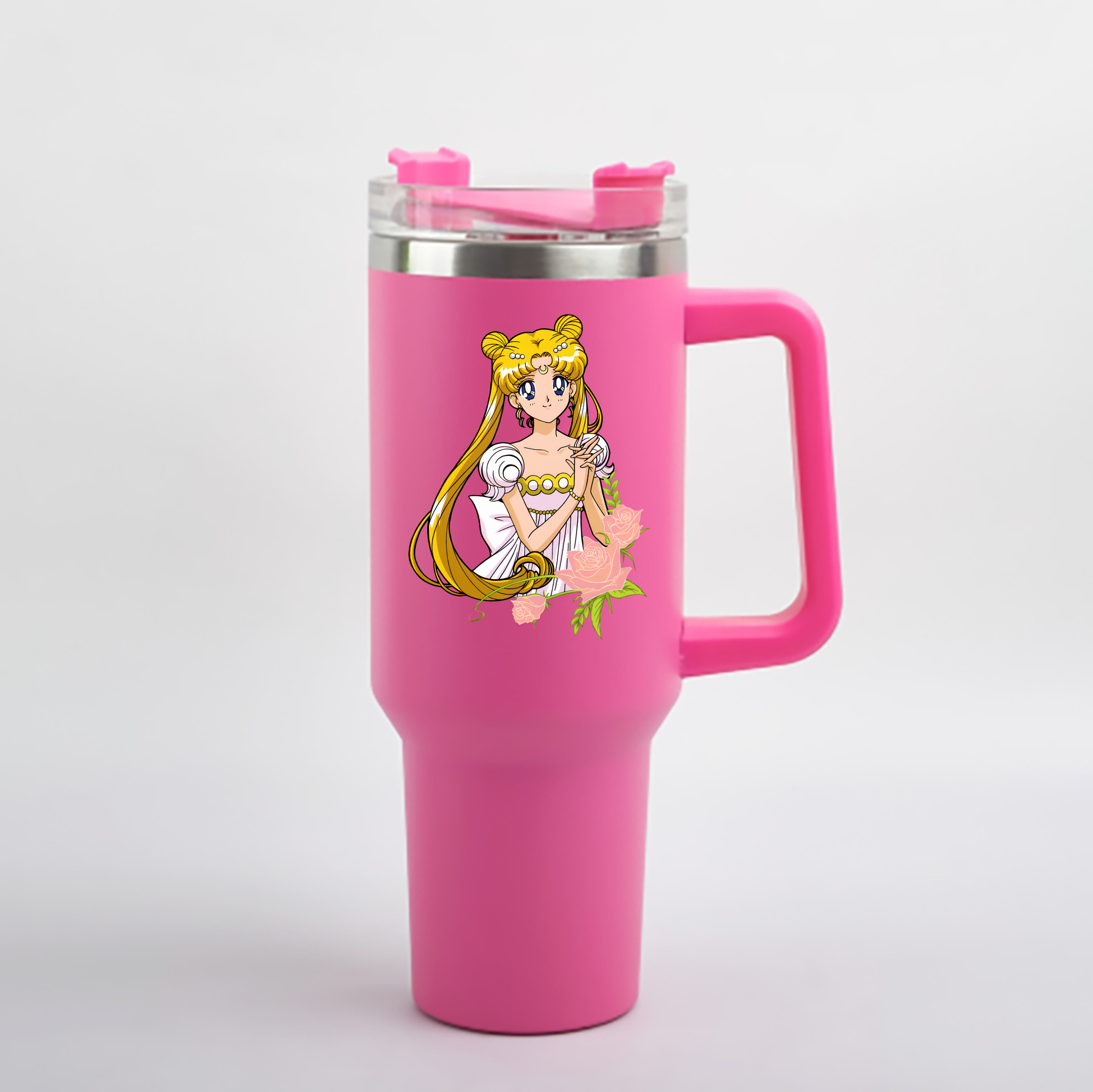 （画像用） 美少女戦士セーラームーン 愛野 美奈子 あいの みなこ Sailor Moon Aino Minako 1200mL車用タンブラー - クリスタルステッカー（プラスチックストロー付き）